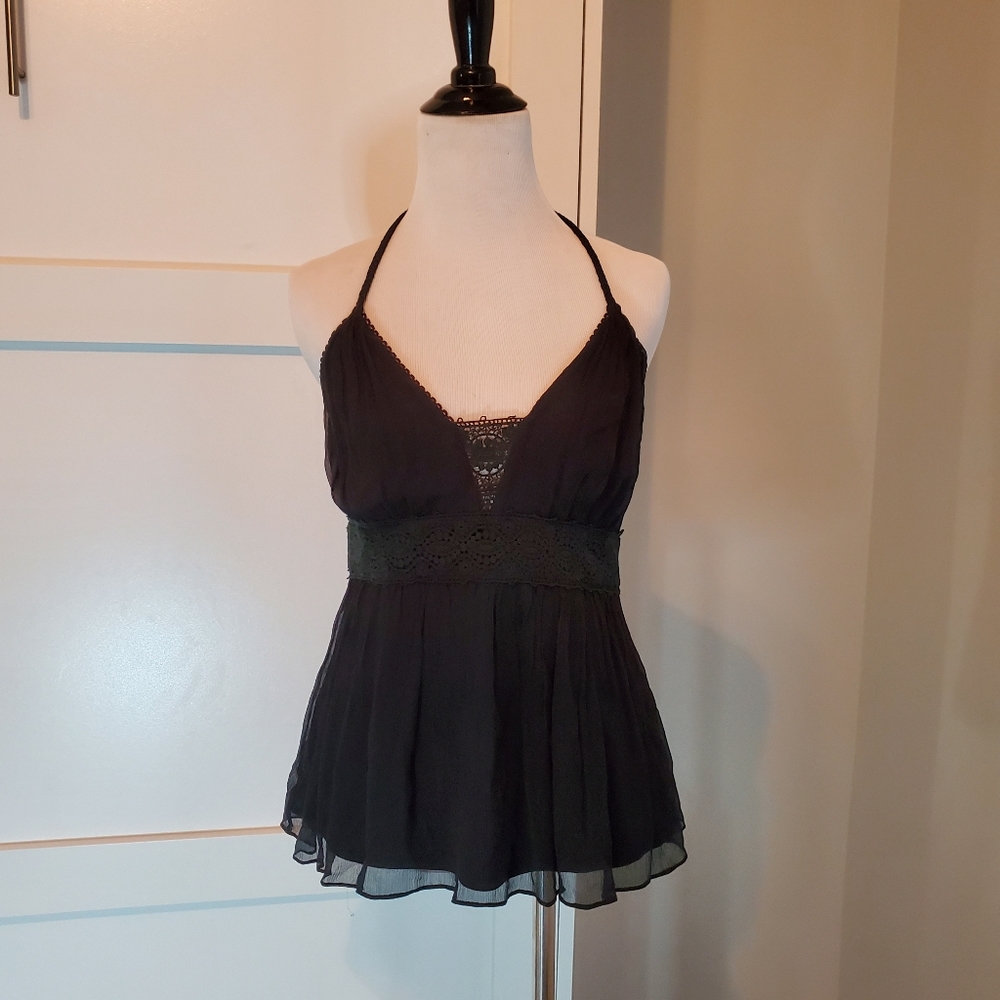 WhBM Black Halter top